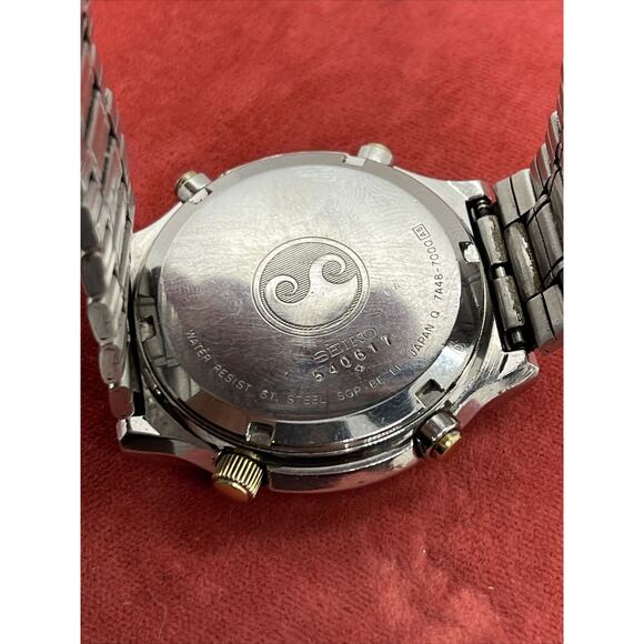 Vintage 7a48-7000 JDM Seiko Chronograph Quartz Watch Moon Phase Moonphase - Picture 8 of 9